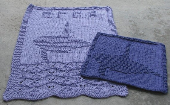 The Orca Set A Hand Towel And Dishcloth PDF Knitting Pattern