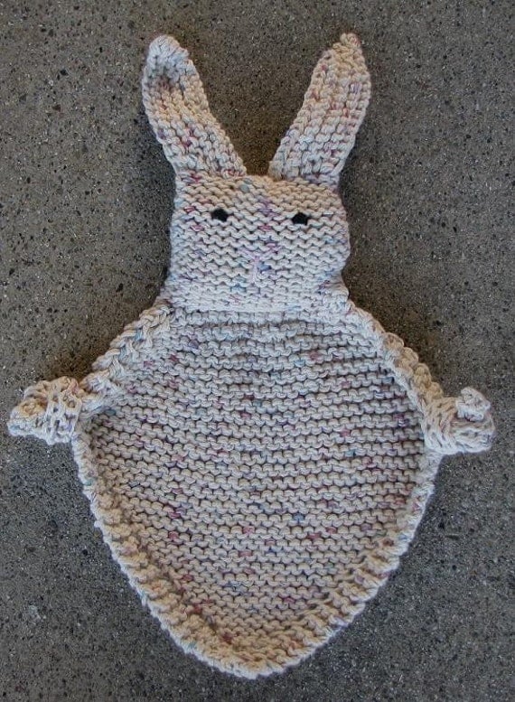 Hand Knit Bunny Blanket Buddy by wrchili on Etsy