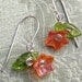 Little Orange Czech Glass Flower and Leaves Earrings