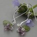 Single Stem Lilac Purple Glass Flower Earrings, Leaves and Swirls - Czech Glass Beads, Flowers - Dangle Earrings - Flower Jewelry