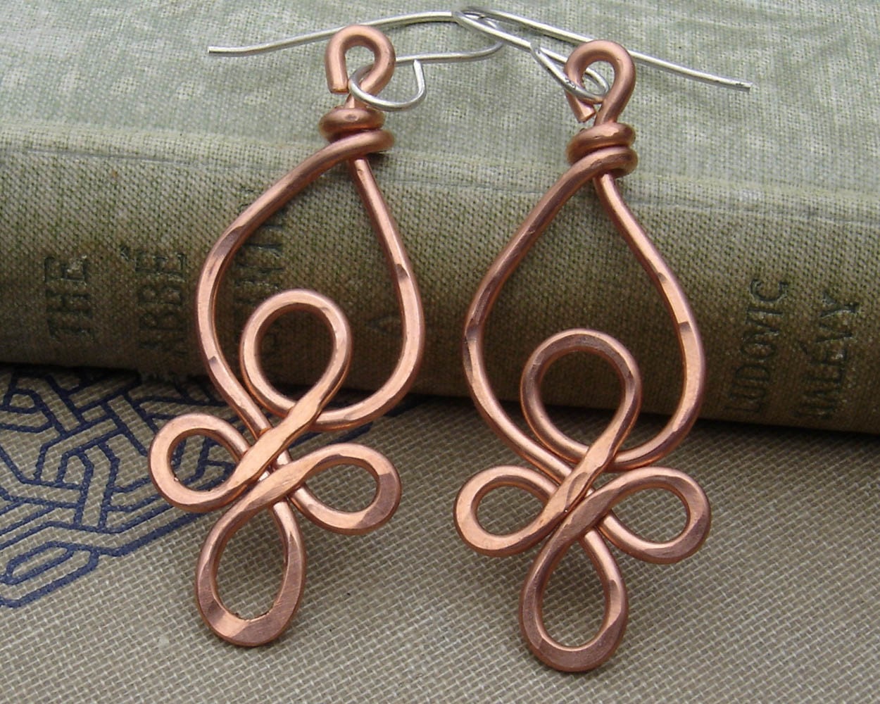 Celtic Loops Copper Wire Earrings Celtic Knot Jewelry