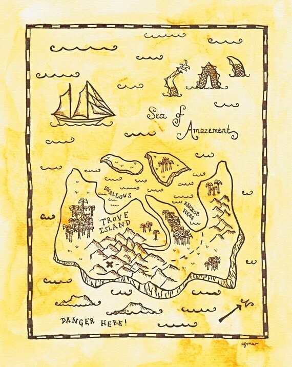 PRINT Trove Island Treasure Map by paintandink on Etsy