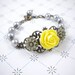 Yellow and Gray Filigree Flower Bracelet