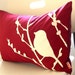 Red Bird on Cherry Blossom Pillow