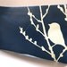 Navy Blue Bird on Cherry Blossom Pouch
