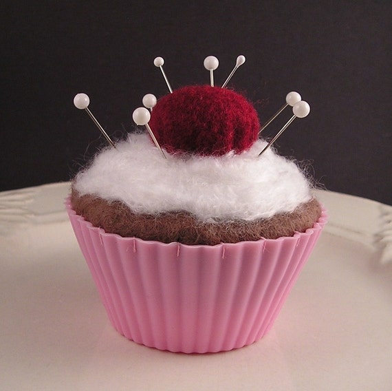cupcake pincushion pin cushion chocolate with emery cherry cupcake pincushion pin cushion chocolate with emery cherry