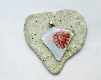 Dichroic Mica Flower-Fused Glass Pendant