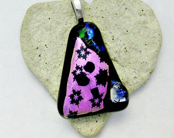 Fused Dichroic Glass Pendant - Vibrant Pink Dichroic Pendant
