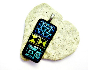 Dichroic Quilt Pendant - Fused Dichroic Glass Pendant