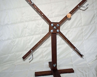 Solid Black Walnut Yarn Swift/Winder - Freestanding, vertical, upright
