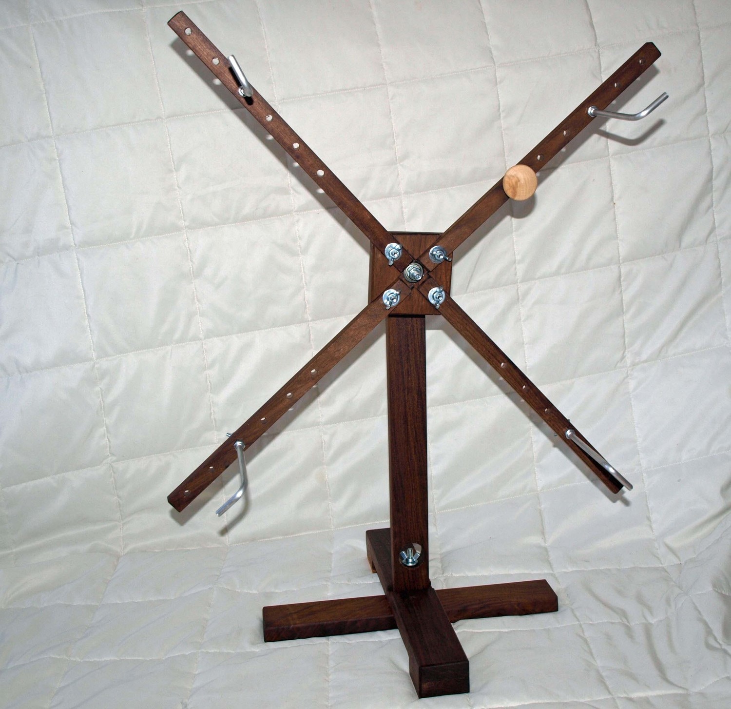 Solid Black Walnut Yarn Swift/Winder Freestanding vertical