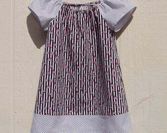 Stripes,Dots and Watermelon Peasant Dress, size 4T