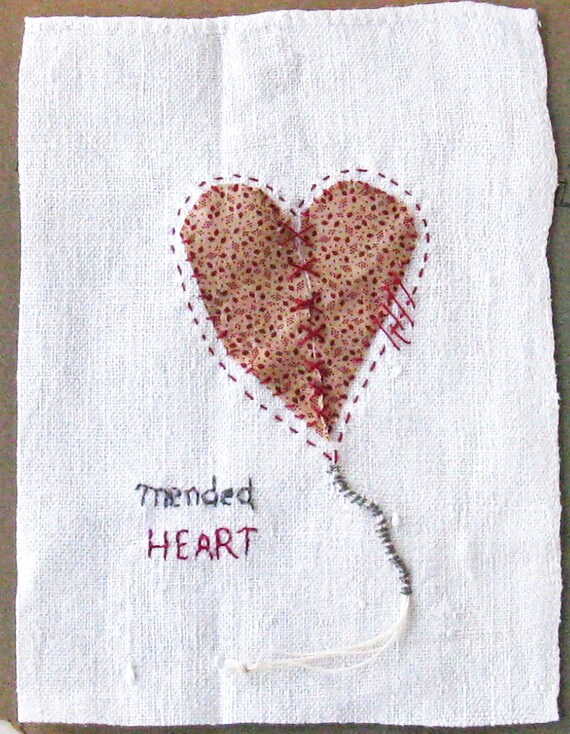 Small art quilt Mended Heart