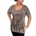 Cocoa Brown Dolman Sleeve Tunic Top with Branch Trees Screen Print - Small