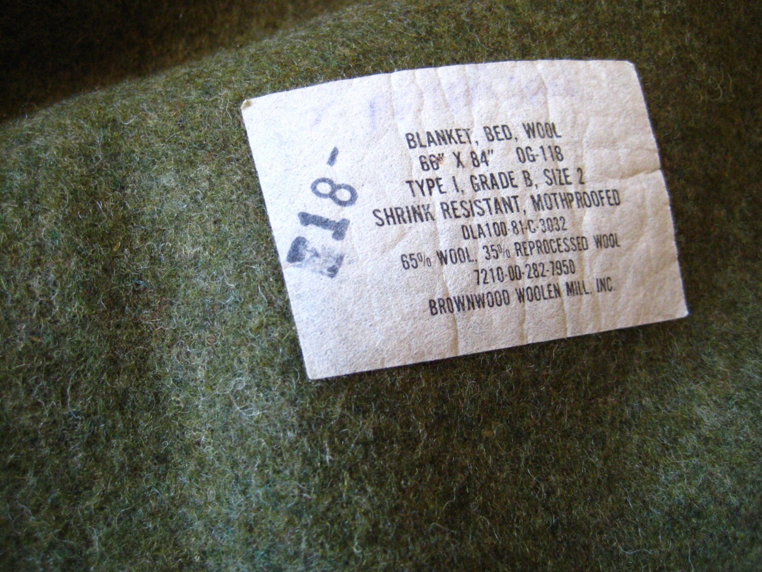 Vintage Queen Size Wool Army Blanket