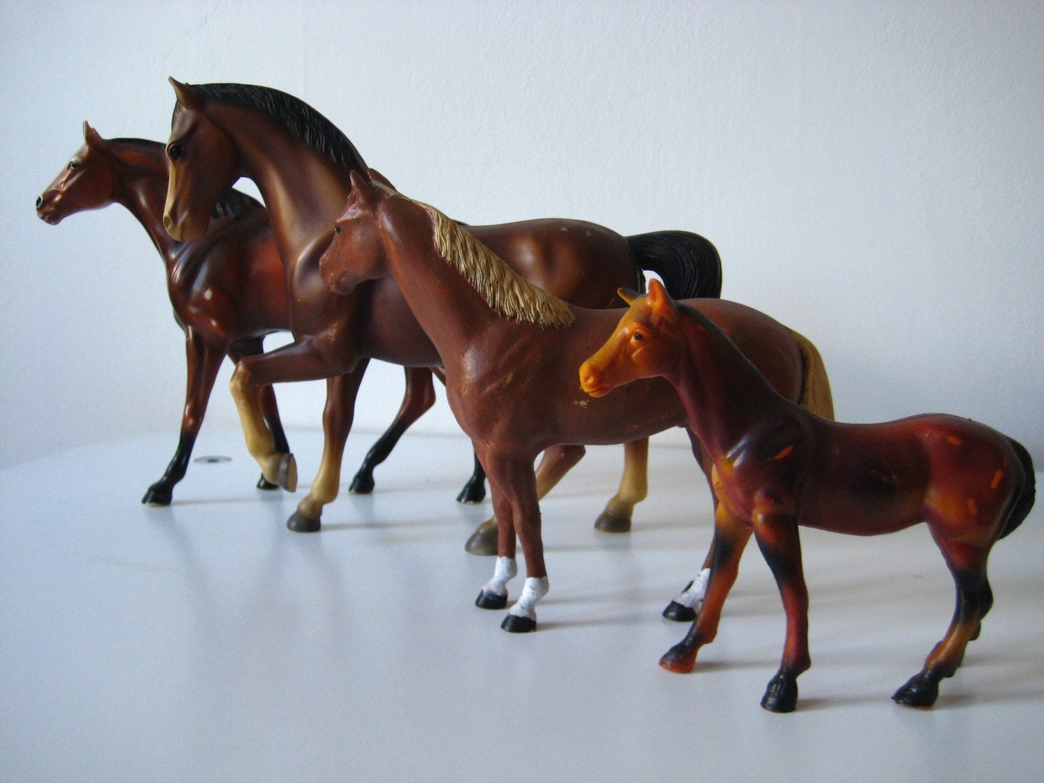 Four Plastic Horses Instant Vintage Collection