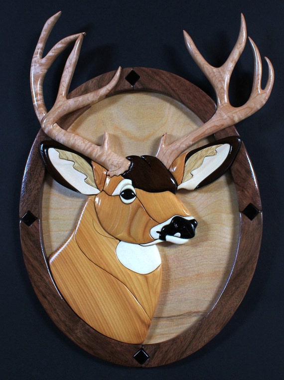 Mule Deer Buck Intarsia Sculpture Free Domestic S &amp; H