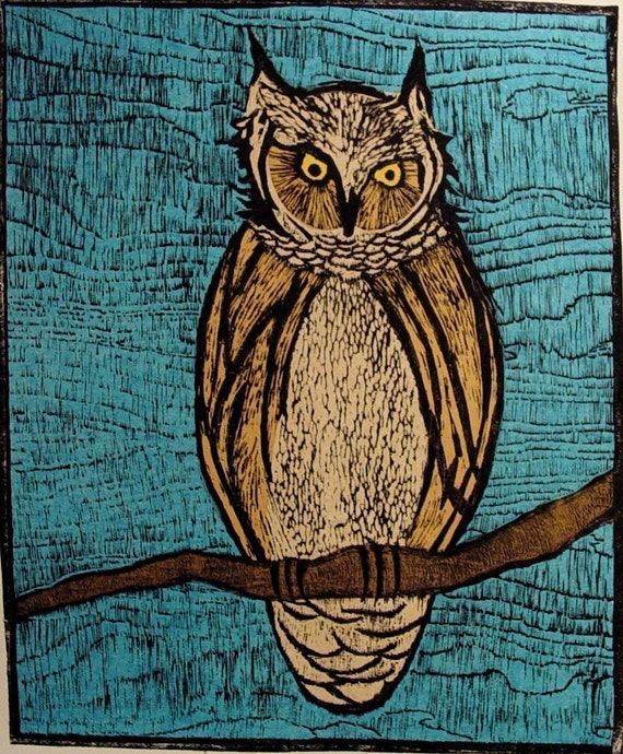 Owl original woodcut ON SALE