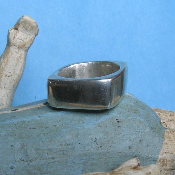 Men's Lost wax cast heavy square sterling silver ring