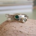 Set of Tiny Gemstone Stacking rings hammered sterling silver band-Faerie Forest- size 7