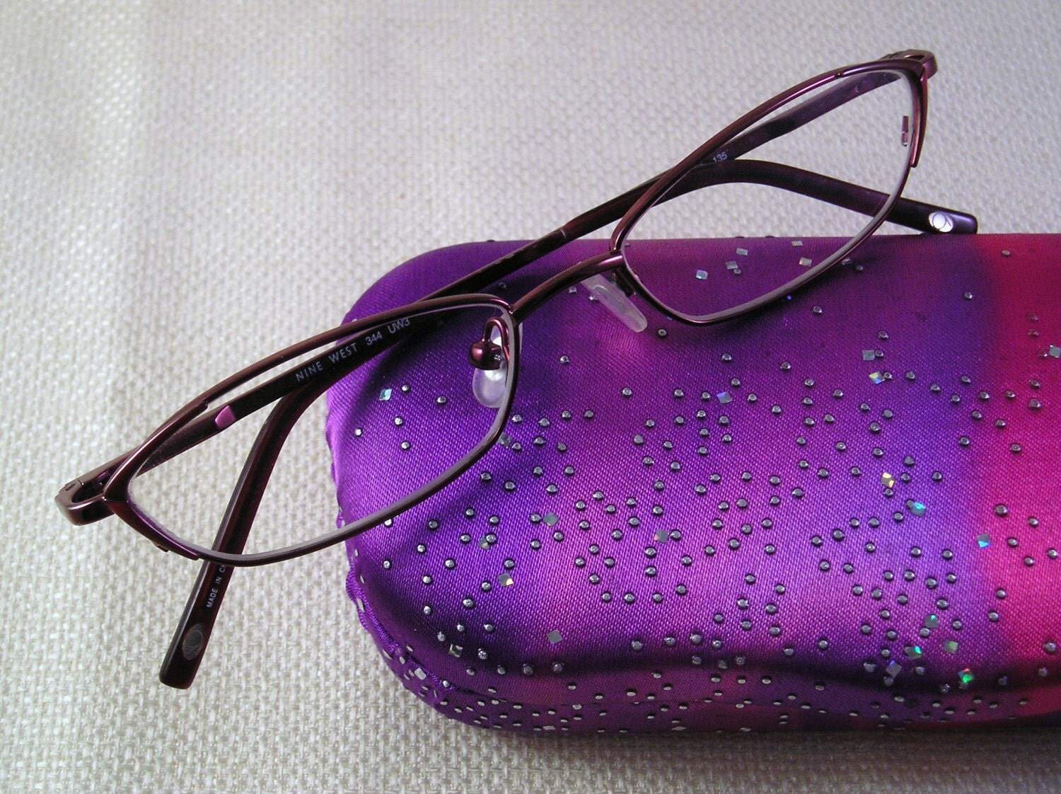 Hardshell Eyeglass Case Pink and Purple Bling