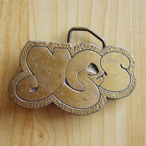 Vintage Brass Belt Buckle Yes rock band