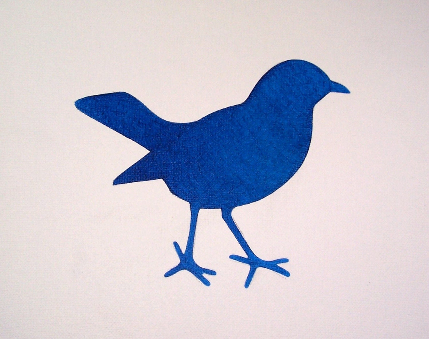 deep blue songbird silhouette original painting by drinkabutter