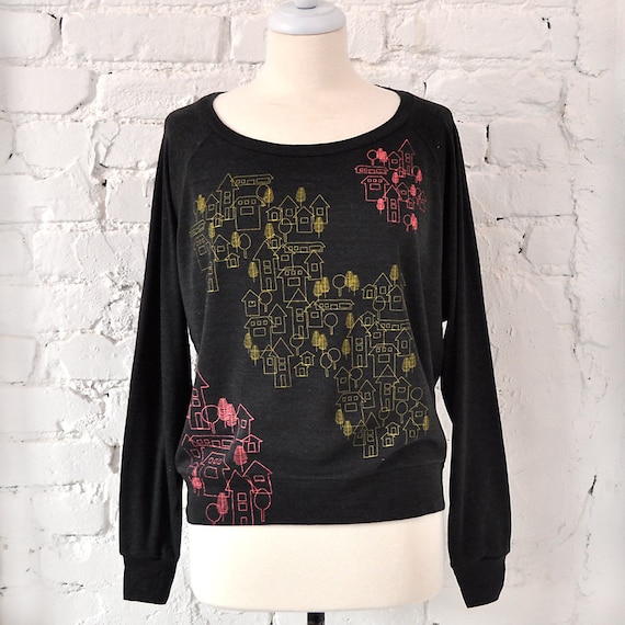 SALE Maryink Screen Printed Pullover Long Sleeved Tee by maryink