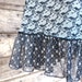 ROADRUNNER STARS Skirt - Vintage Fabric skirt with Ruffle fashion - Womens Gray Black upcycled clothing Sm Med Large Xl XXL Plus size