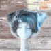 Gray Pinto faux fur hat - Kozy Kitty hat variegated white gray silver fuzzy hat - men women warm winter fur hat MEDIUM ONLY