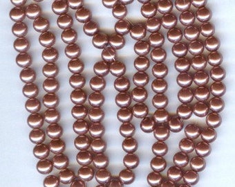 6mm Elegant Mauve Glass Pearls 100 pcs