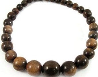 Bold & Chunky Graduated Tiger Ebony Wood Beads 10-25mm 16in