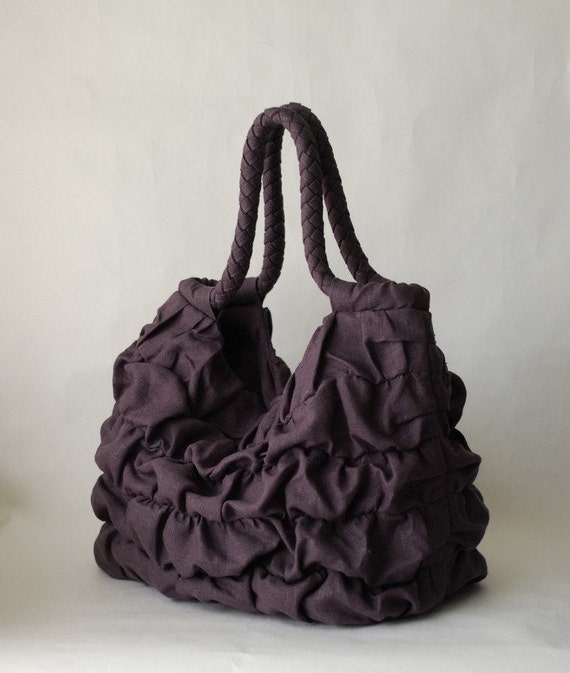 purple ruffle bag