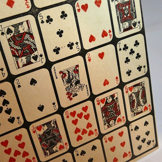SALE .... Cool VINTAGE Playing Card Bingo Cards 1962 Collage
