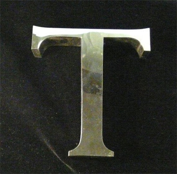 Extra Cool VINTAGE Chrome Sign Letter T Shiny and Terrific