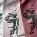 Meat grinder, little piggy screenprinted pork necktie, SILK