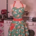 The BELLA Vintage Inspired Turquoise and Orange Birdseed Full Apron