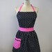Retro Apron Polka Dot Black and White with HOT Pink Full Apron