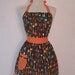 Apron Retro Style Utensils on Brown Full Apron CHLOE