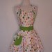 Apron Retro Style Sweetheart Neckline Utensils on White Full Apron MAGGIE