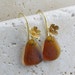 Sea Glass Jewelry - Earrings - Rootbeer Brown Gold Vermeil Flower