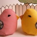 Plush Bird - Pink "Little Bean Bird" with grey floral wings