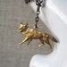 wolf necklace in vintage gold brass on steel chain for men and women