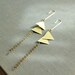 brass triangle earrings with metal fringe minimalist jewelry in geometric arrows