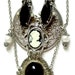 Susannes Dinner Party vintage silver sculpted necklace with onyx, pearls and cameos