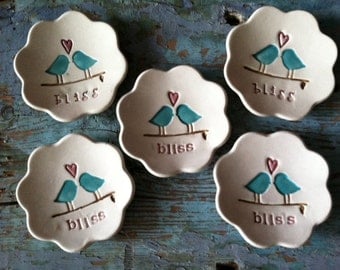 Bridesmaid Gift Ring Dishes Ring Bowls Wedding Party Gifts Jewelry Holder Bliss Design Set of 8