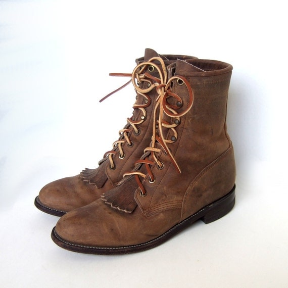 Justin Romper Riding Lace Up Brown Boots Womens Size by Sweetheart