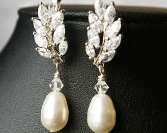 bridal earrings pearl