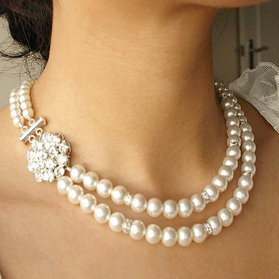 pearl bridal necklace vintage style pearl wedding necklace