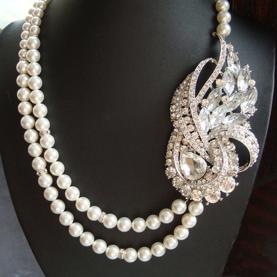 Art Deco Wedding Necklace Statement Bridal Necklace Pearl